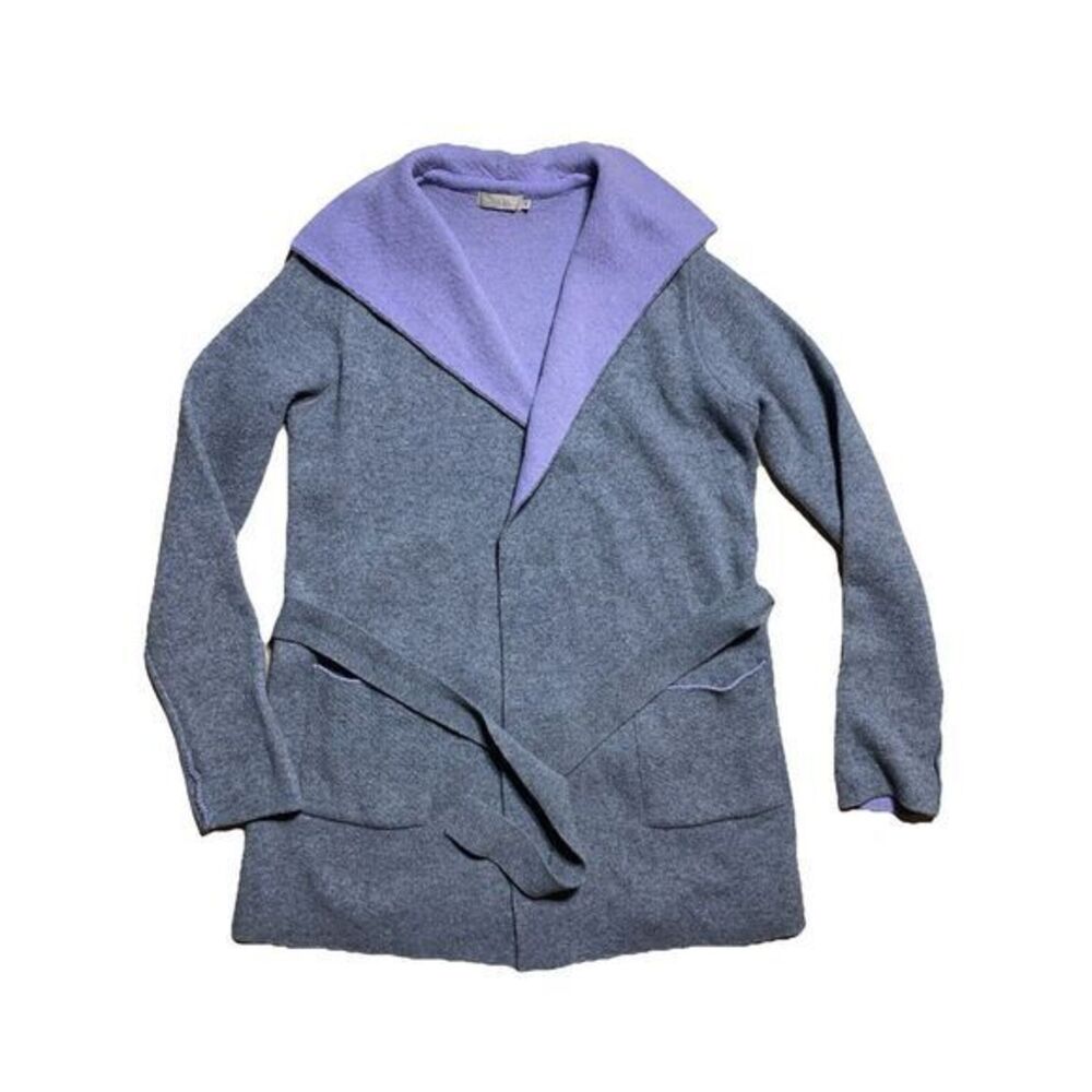 A. Ida for Anthropologie Italian Wool Blend Gray Lavender Cardigan Sweater S